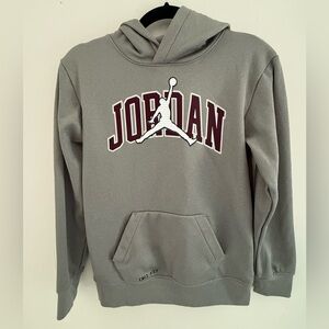 Jordan boys youth  Gray Crewneck Hoodie with Maroon Logo